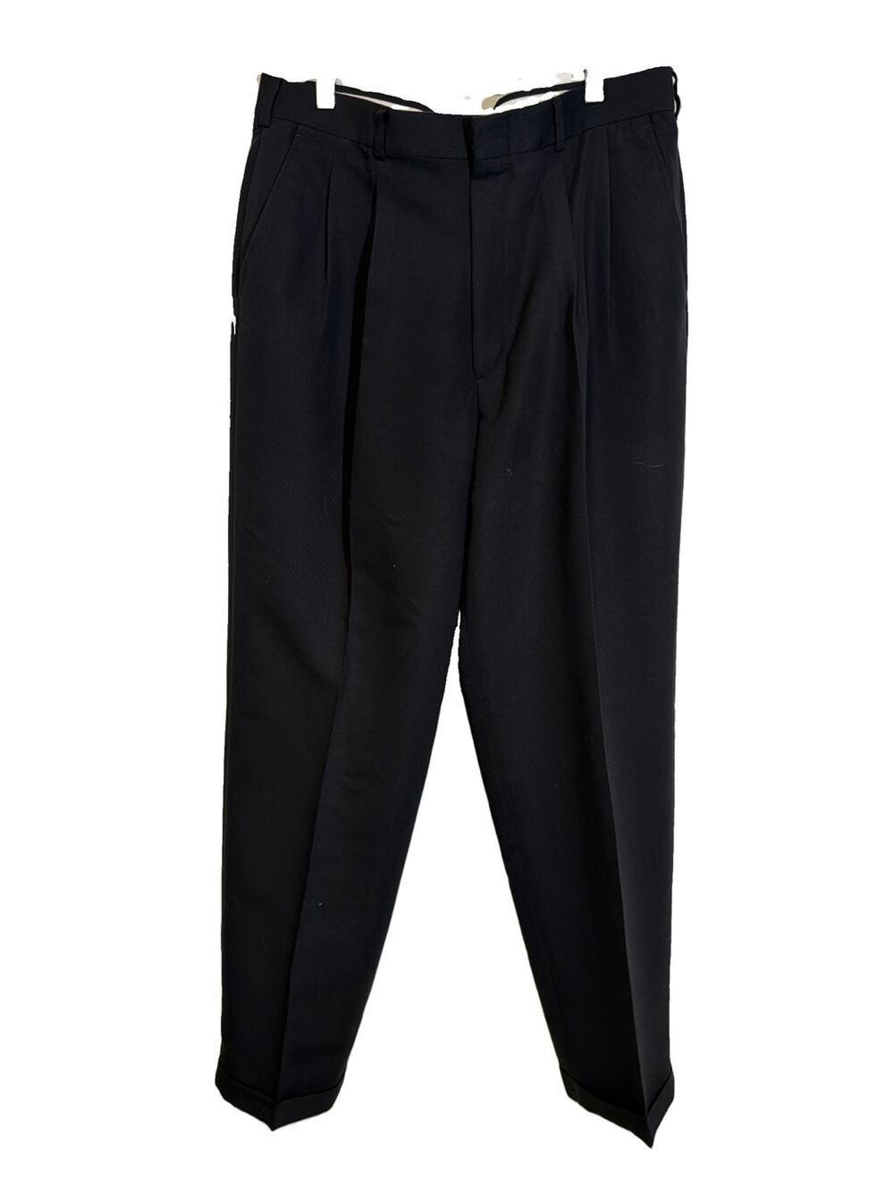 Vintage Yves Saint Laurent Pants Men's 34x32 Black Relaxed Pleated Trousers